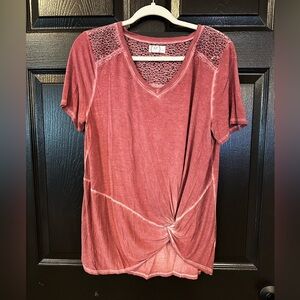 24/7 Plum Shirt with Decorative Top Portion - Large